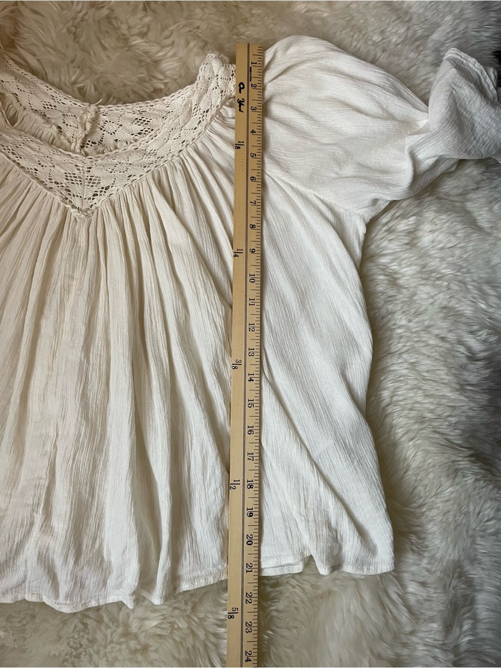 Vintage Ralph Lauren denim & supply cream lace boho bell sleeve shirt - Picture 4 of 4